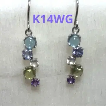 K14WG 귀걸이 스카이블루 블루 컬러풀 썸머 컬러 여름 실버 색상