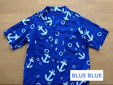 BLUE BLUE 레이온 알로하 셔츠 마린 패턴