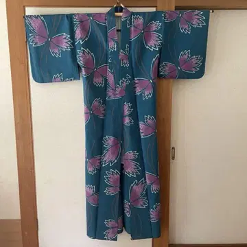 여성용 유카타 단품 파란색 핑크 보라색 꽃무늬