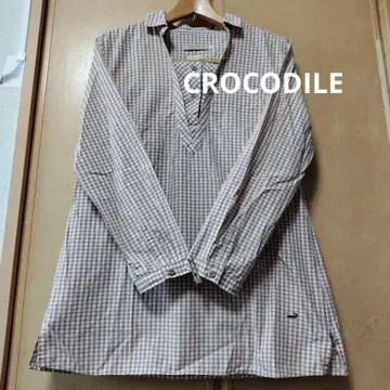 크로커다일 CROCODILE 자수 체크 튜닉 L