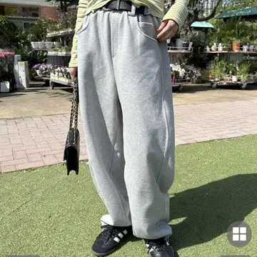 백 포켓 와이드 코튼 팬츠