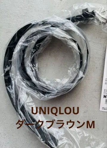 유니클로 U 내로우 롱 가죽 벨트 다크 브라운 M 사이즈