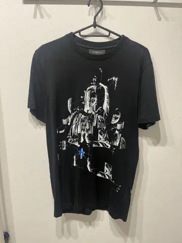 블랙 그래픽 프린트 티셔츠 XS