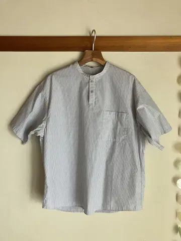 MUJI 신사 S 냉감 헨리넥 반팔 블라우스 T셔츠 새상품급 MUJI
