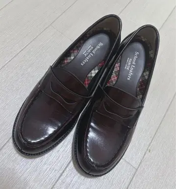 새상품급 하루타 로퍼 HARUTA 23cm 3E 브라운 체크 무늬
