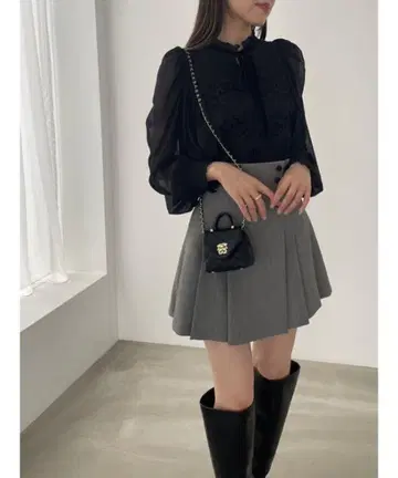 SNIDEL 스나이델 사이드 플리츠 스커트 숏 팬츠