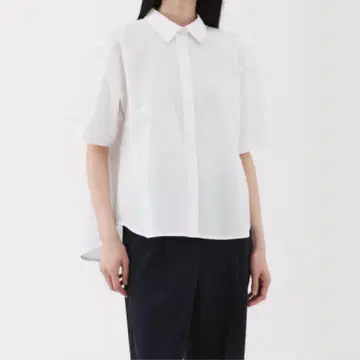 MUJI 새상품급 냉감 레귤러 카라 반팔 셔츠 화이트 L