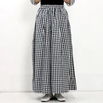 MidiUmi 깅엄 체크 와이드 팬츠