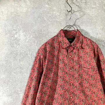 J.CREW 코튼 셔츠 레드 페이즐리 무늬 긴팔 레귤러 카라