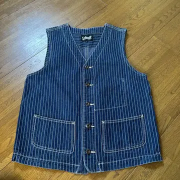 Schott 스트라이프 데님 베스트 L