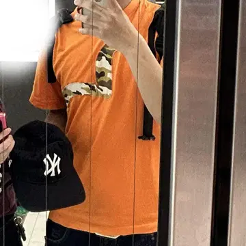 EVISU 에비수 오렌지 T셔츠 카모 무늬