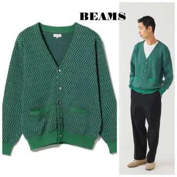 BEAMS BEAMS / 지그재그 자카드 가디건