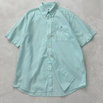 LACOSTE 라코스테 코튼 린넨 반팔 셔츠 민트색