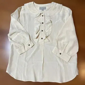 MARGARET HOWELL 100% 실크 프릴 블라우스