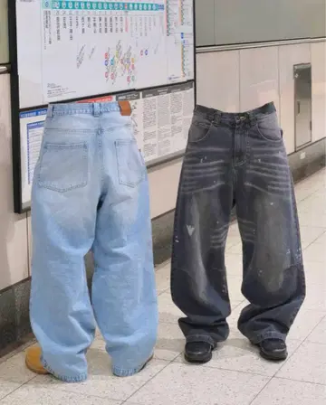 [완판템] BELVET Washed baggy denim/Black