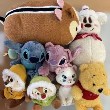 디즈니 봉제 인형 세트 (스티치, 칩, 데일 등)