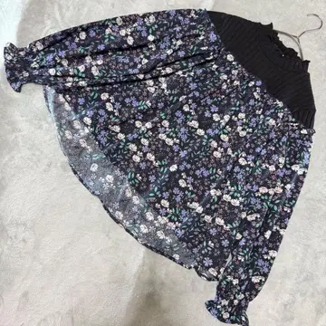 wears inc. 긴팔 상의 꽃무늬 프리 사이즈 블랙