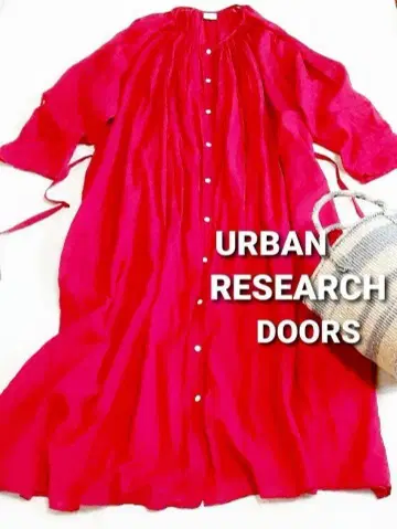 URBAN RESEARCH DOORS 코튼 보일 개더 원피스 프리