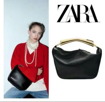 ZARA 메탈릭 핸들 버킷백 숄더백 블랙 골드 핸들
