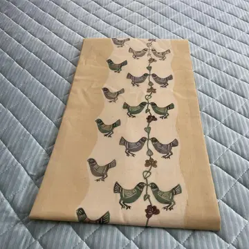 여름용 나고야 오비형 염색 사쯔무기 비둘기 패턴 연분홍색 382cm