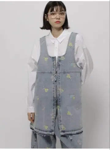 니코앤드 꽃무늬 데님 베스트 오버롤 스커트