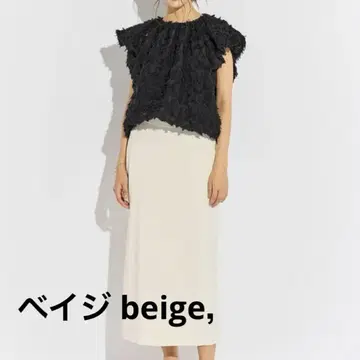 베이지 beige, 자카드 상의 블라우스 블랙 슬리브리스