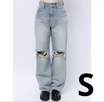 EVRIS 데미지 와이드 데님 팬츠 S 사이즈