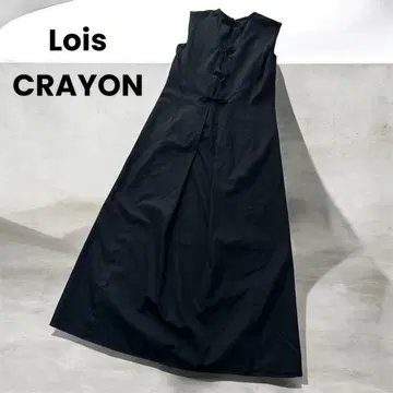 Lois CRAYON 로이스크레용 백리본 맥시 길이 블랙 원피스 M