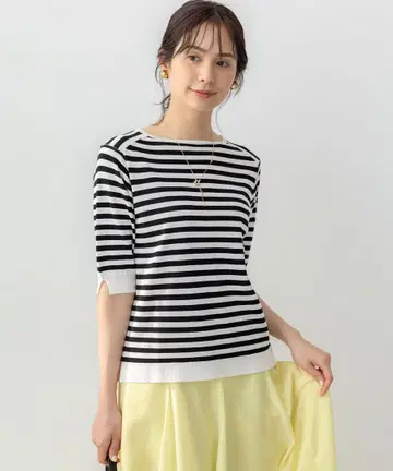 쿠미쿄쿠 스트라이프 5부 소매 스웨터