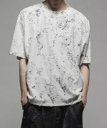 Casper John 페인트 데미지 티셔츠 화이트