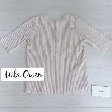 Mila Owen 밀라 오웬 뒷면 오픈 반팔 리브 니트 아이보리