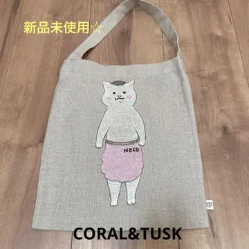 코랄 앤 태스크 고양이 마을 미디엄 토트백