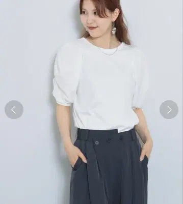 Ray BEAMS 레이빔즈 개더 퍼프 슬리브 상의