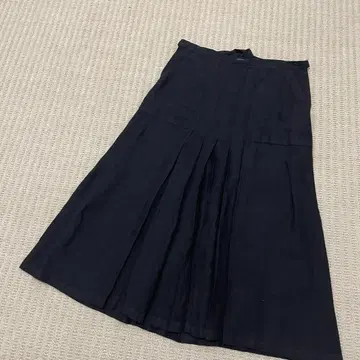 사이즈 XL C.P. COMPANY 린넨 롱 스커트 블랙 플리츠