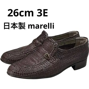 일본제 marelli 마렐리 26cm 3E 천연 가죽 메쉬 가죽 로퍼