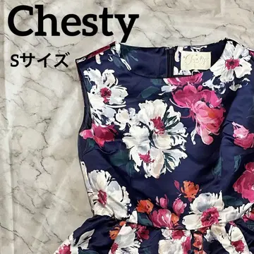 [컨디션 최상] Chesty 슬리브리스 원피스 네이비 꽃무늬 S 사이즈
