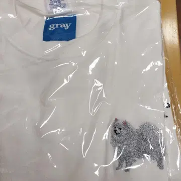 gray 사모예드 자수 티셔츠 화이트 남녀 공용