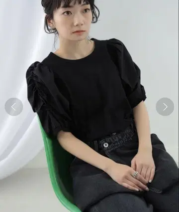 레이빔즈 Ray BEAMS 개더 퍼프 슬리브 상의