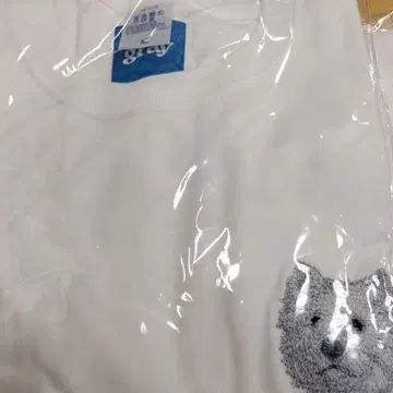 gray 강아지 자수 화이트 티셔츠 M 남녀 공용