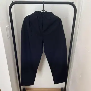 블랙 와이드 팬츠 허리밴딩