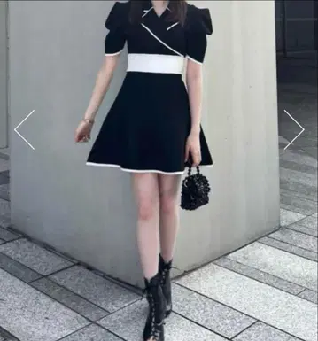 rienda 테일러드 칼라 미니 플레어 하프 knit OP