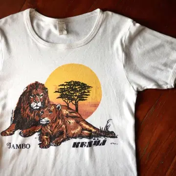 70년대 아프리카 Lion 티셔츠 빈티지 케냐 Lion 아트