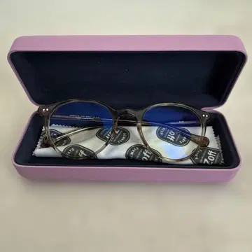 Zoff 안경 핑크 테두리 블루라이트 차단 무도수 안경 케이스