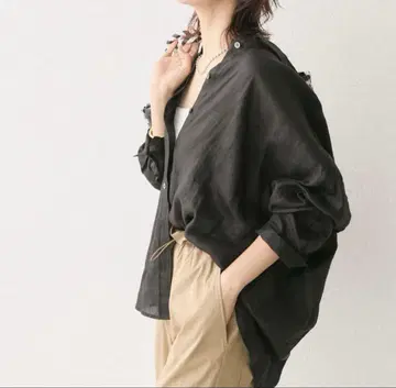 RIVE DROITE 리브 드와 린넨 와이드 셔츠 블랙