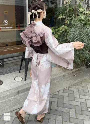 수채화 꽃무늬 유카타와 오비 세트 GRL fy003