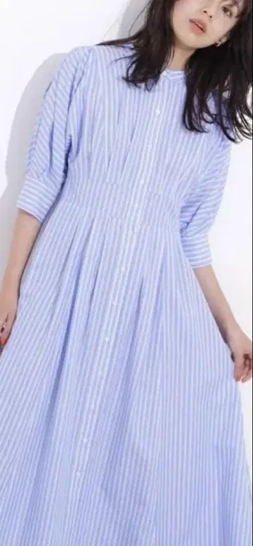 내추럴 뷰티 베이직 롱 반팔 셔츠 원피스 S
