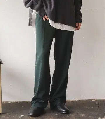 다크 그린 와이드 팬츠