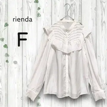 리엔다 긴팔 블라우스 노카라 프릴 비둘기 버튼 레이온 혼방 화이트