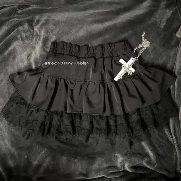 다크 코어 다크 코케트 고스로리 프릴 레이스 미니 스커트