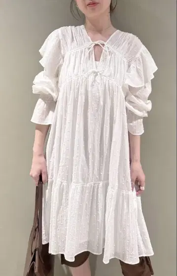FURFUR 티어드 개더 미니 원피스